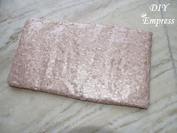 How to make DIY rose gold sequin box clutch from old jewelry box